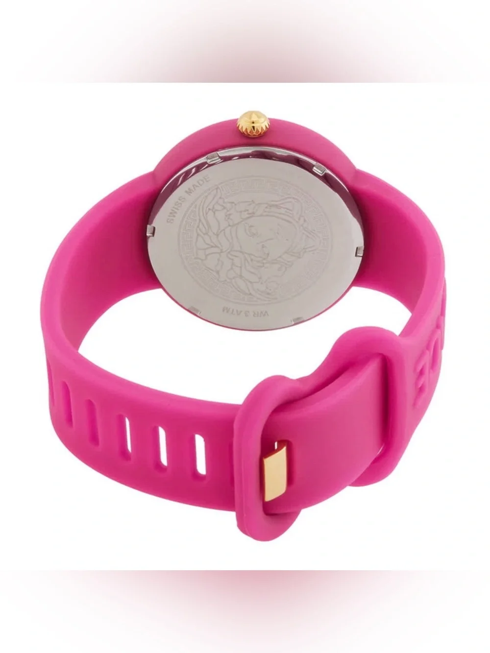 Versus Versace Hot Pink Silicone Lion Medallion Watch
